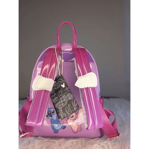 NWT Loungefly Disney Lilo & Stitch Angel & Stitch Heart Moving Mini Backpack - Picture 2 of 2